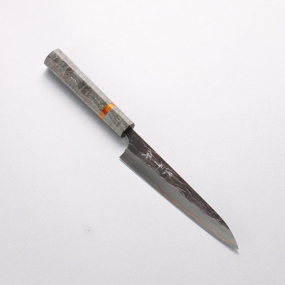 Yu Kurosaki Juhyo V-Toku2 Hammered Black Finished Petty-Utility 150mm Stabilized wood (With Acrylic Ring) Handle - Seisuke Knife