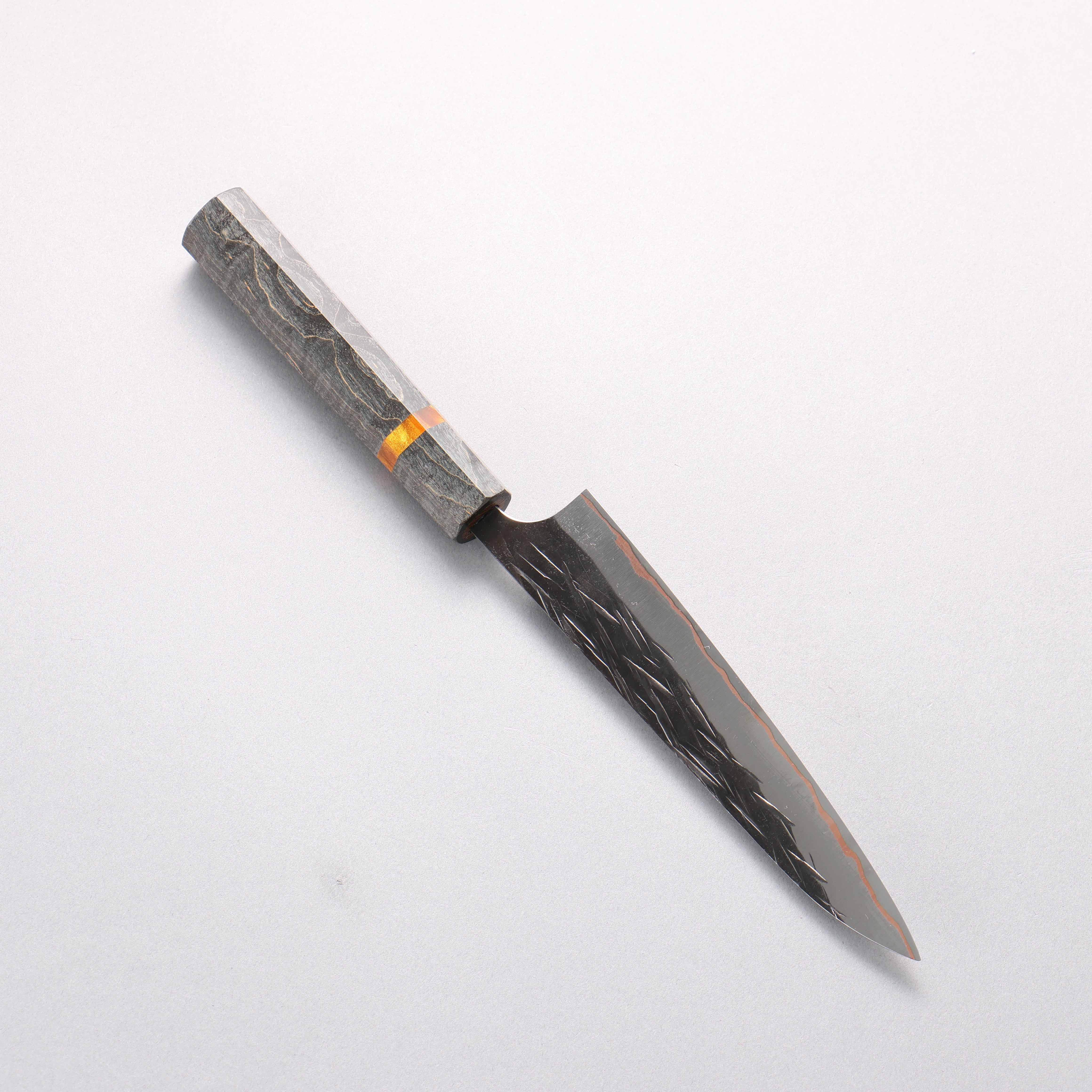 Yu Kurosaki Juhyo V-Toku2 Hammered Black Finished Petty-Utility 150mm Stabilized wood (With Acrylic Ring) Handle - Seisuke Knife