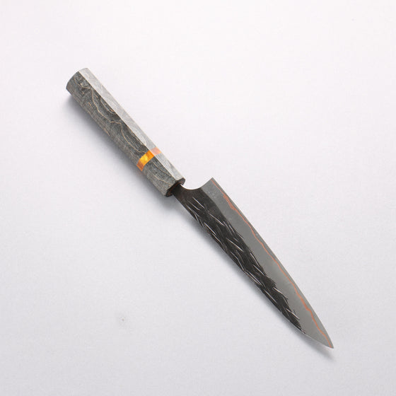 Yu Kurosaki Juhyo V-Toku2 Hammered Black Finished Petty-Utility 150mm Stabilized wood (With Acrylic Ring) Handle - Seisuke Knife