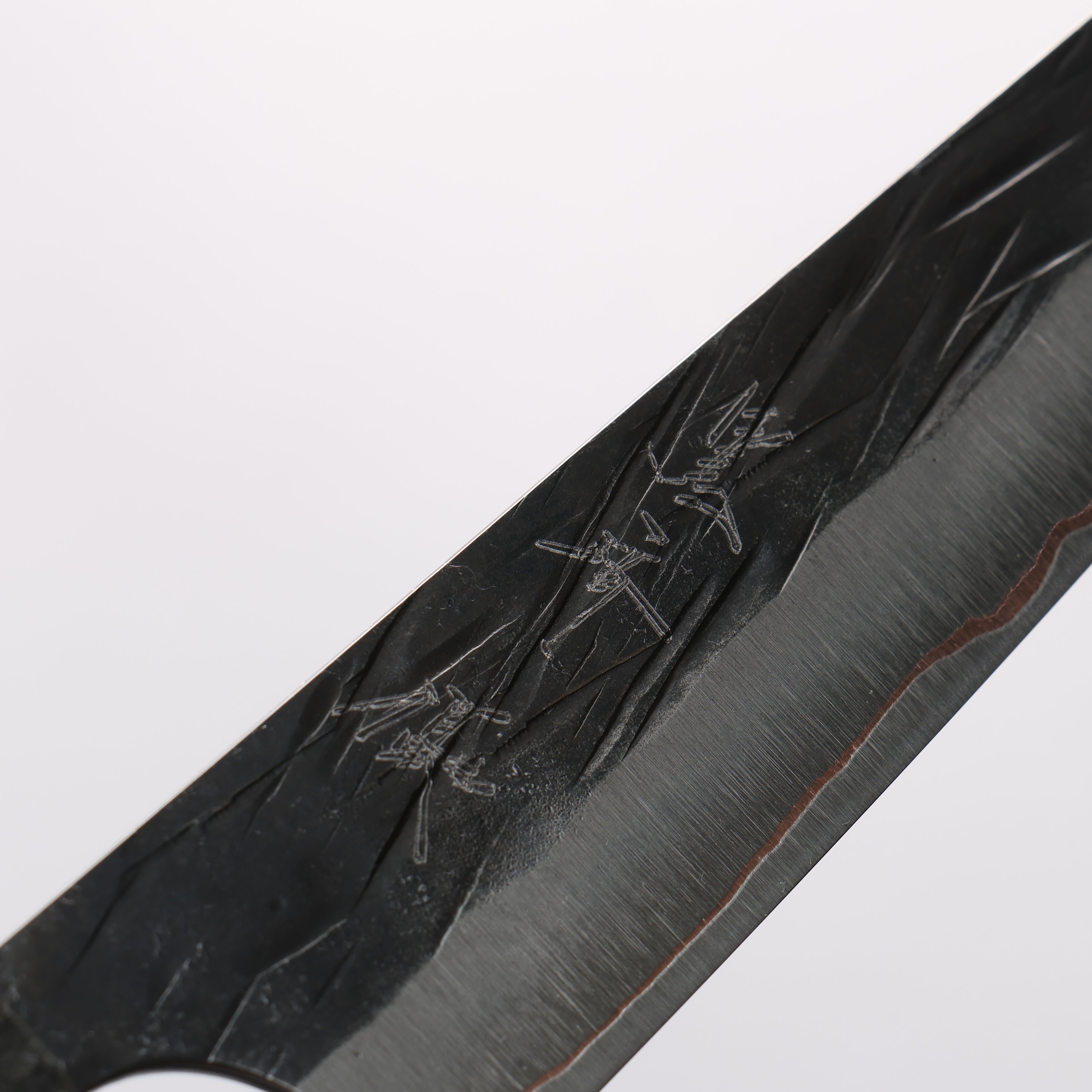 Yu Kurosaki Juhyo V-Toku2 Hammered Black Finished Petty-Utility 150mm Stabilized wood (With Acrylic Ring) Handle - Seisuke Knife