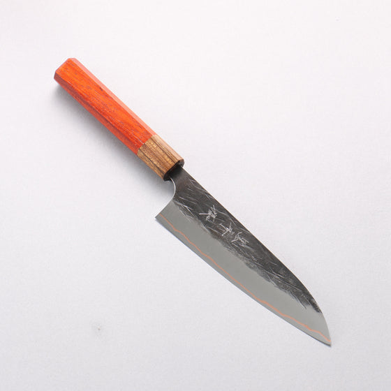 Yu Kurosaki Juhyo V-Toku2 Hammered Black Finished Small Santoku 150mm Padoauk Handle - Seisuke Knife