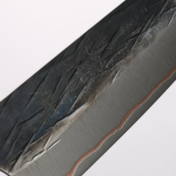 Yu Kurosaki Juhyo V-Toku2 Hammered Black Finished Small Santoku 150mm Padoauk Handle - Seisuke Knife