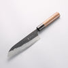 Anryu Blue Super Hammered Black Finished Small Santoku 150mm Rosewood Handle - Seisuke Knife - Slide 1