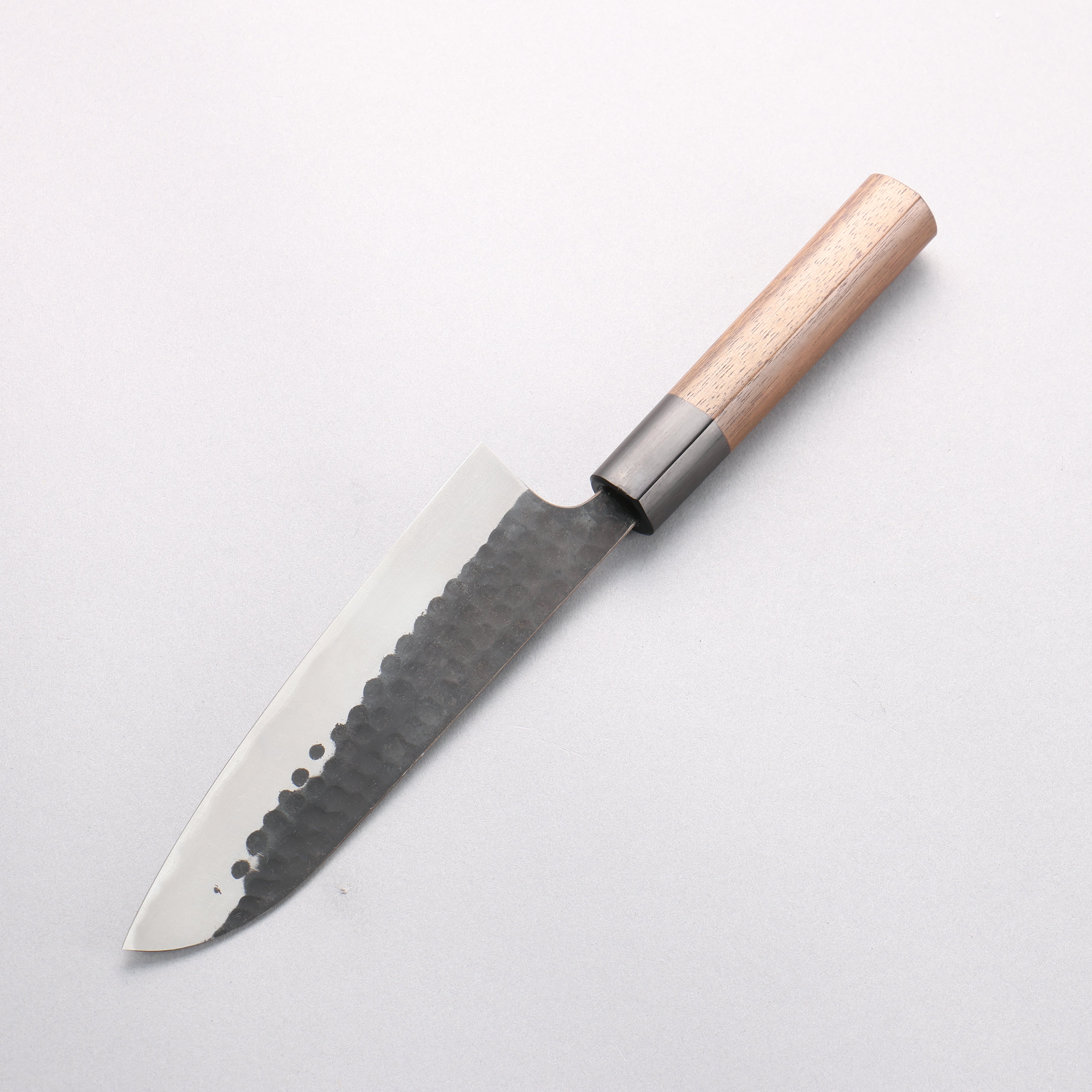 Anryu Blue Super Hammered Black Finished Small Santoku 150mm Rosewood Handle - Seisuke Knife