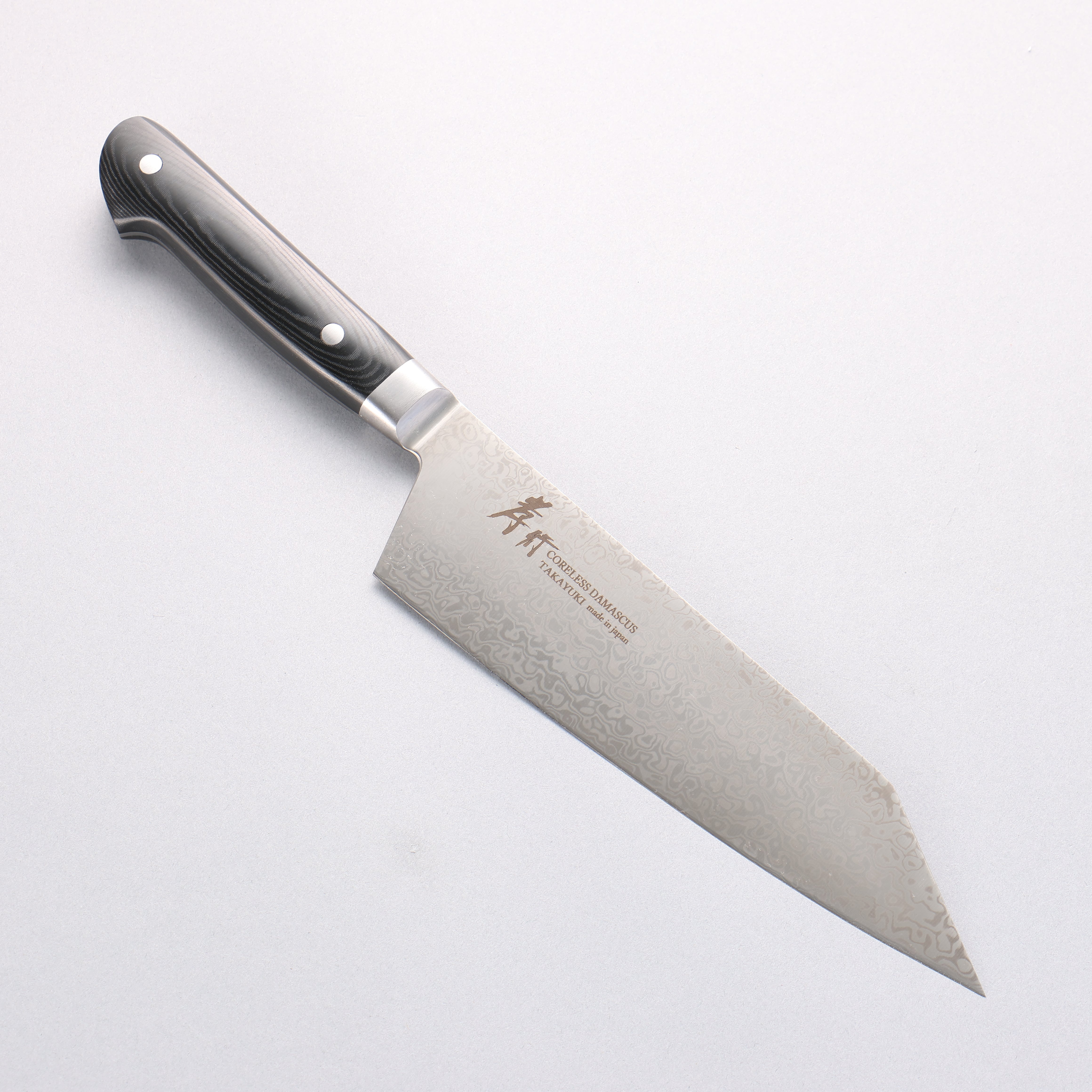 Sakai Takayuki Coreless Damascus Kengata Gyuto 190mm Black Micarta Handle - Seisuke Knife