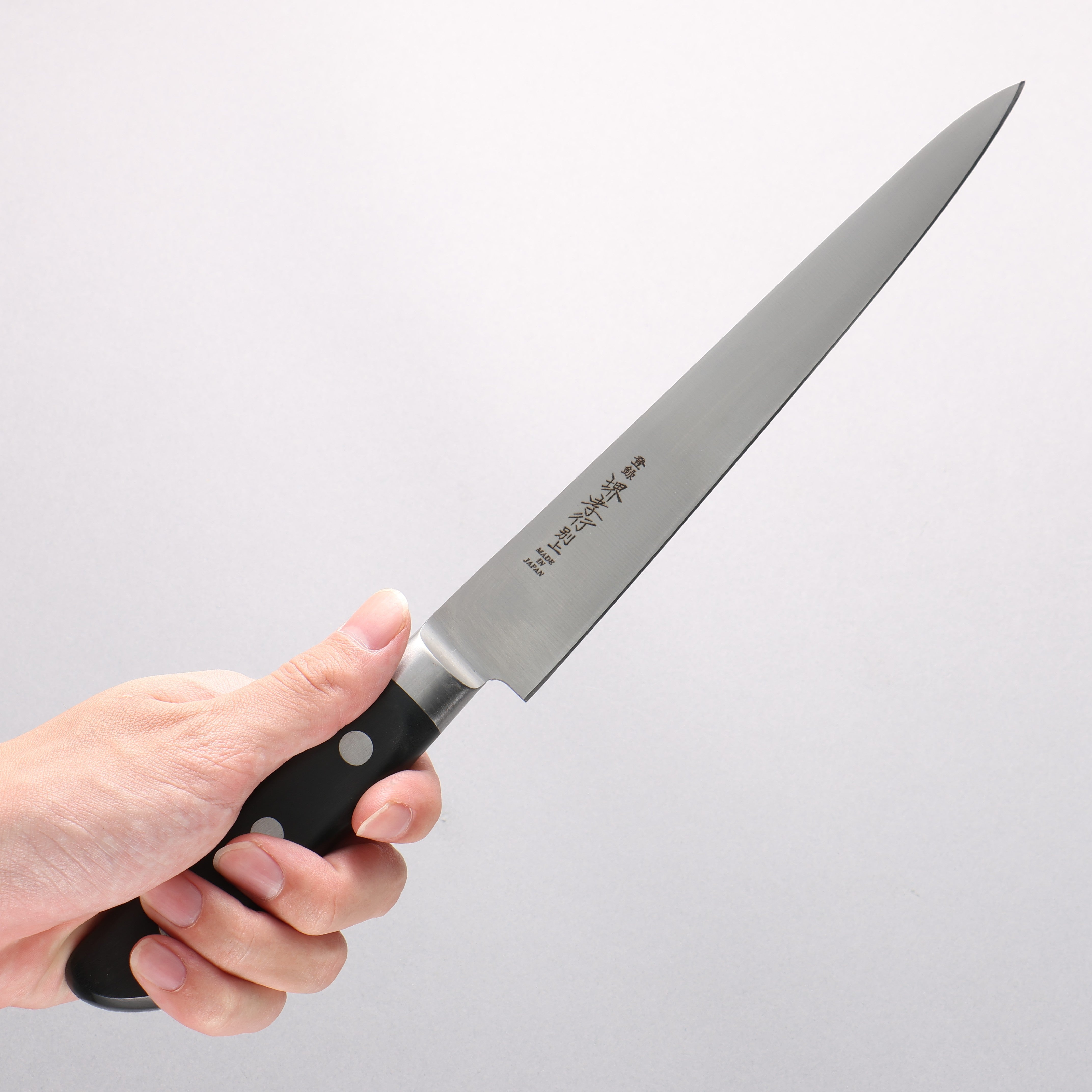 Sakai Takayuki [Left Handed] Japanese Steel Sujihiki 210mm Black Pakka wood Handle - Seisuke Knife