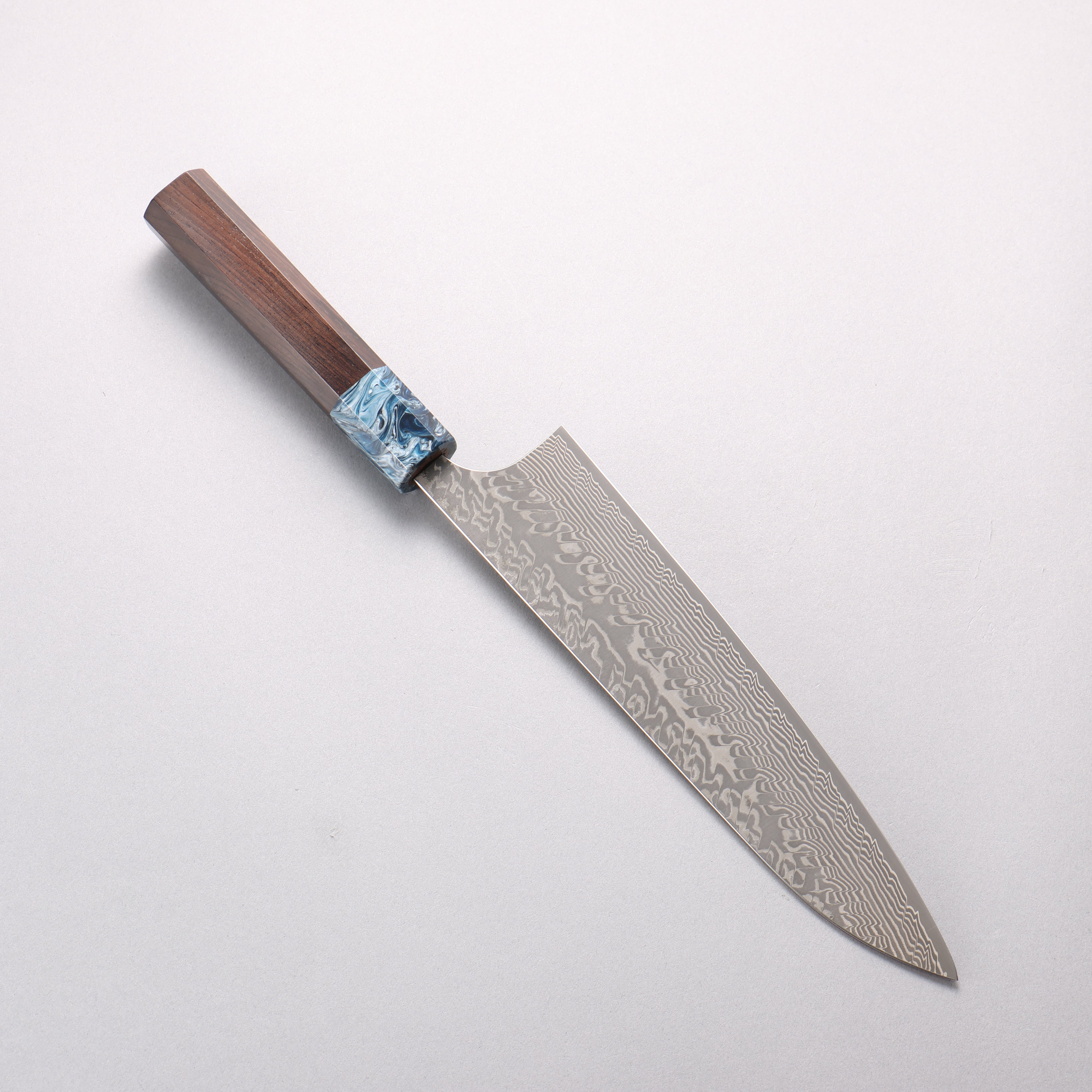 Yoshimi Kato SG2 Black Damascus Gyuto 210mm Ebony (ferrule: Blue Marble Resin) Handle - Seisuke Knife