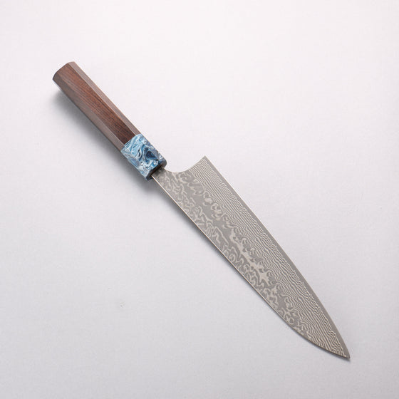 Yoshimi Kato SG2 Black Damascus Gyuto 210mm Ebony (ferrule: Blue Marble Resin) Handle - Seisuke Knife