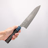 Yoshimi Kato SG2 Black Damascus Gyuto 210mm Ebony (ferrule: Blue Marble Resin) Handle - Seisuke Knife - Slide 4