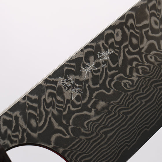 Yoshimi Kato SG2 Black Damascus Kiritsuke Gyuto 210mm Black Stabilized Wood and Blue Resin Handle - Seisuke Knife
