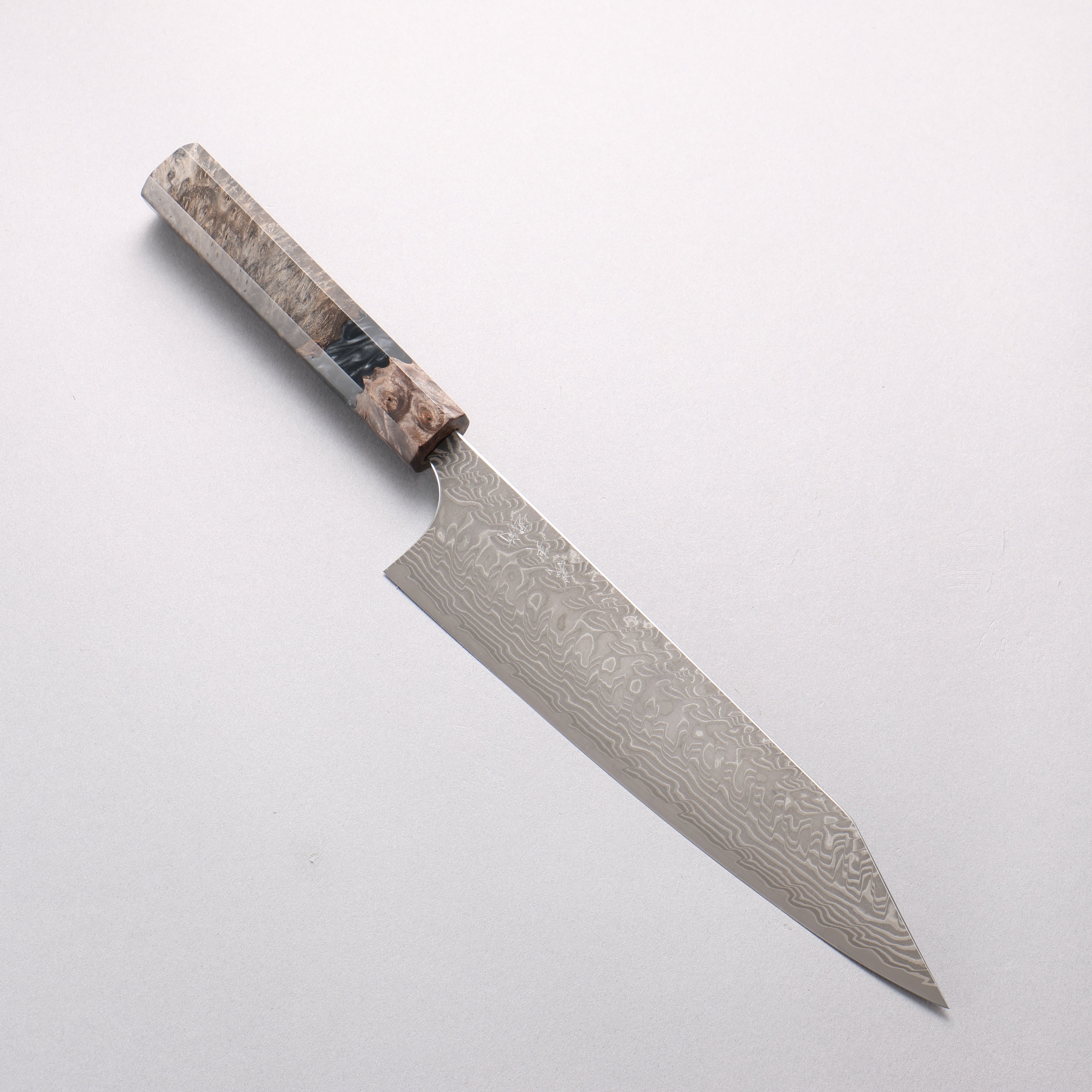 Yoshimi Kato SG2 Black Damascus Kiritsuke Gyuto 210mm Stabilized Birch with Black Resin Handle - Seisuke Knife