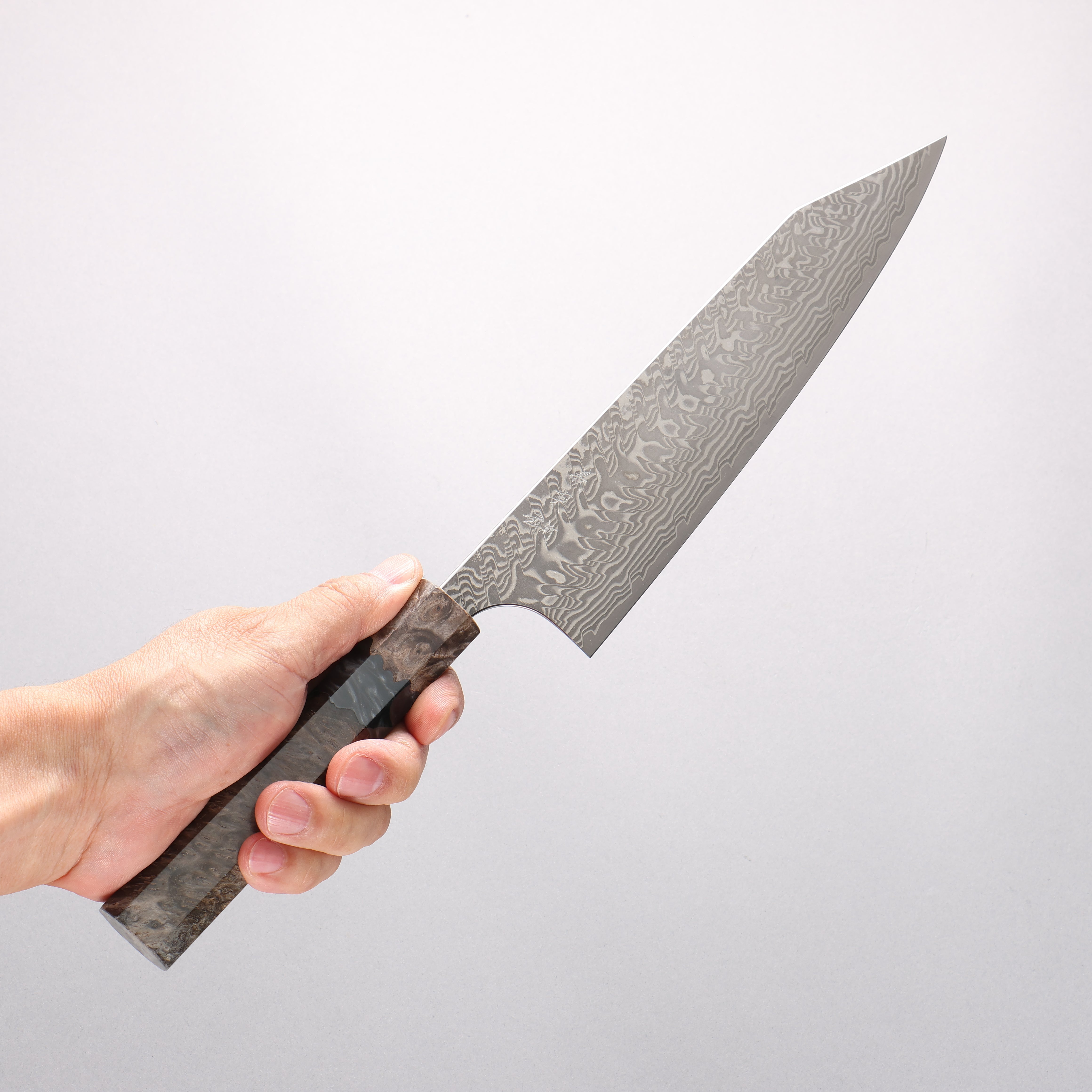 Yoshimi Kato SG2 Black Damascus Kiritsuke Gyuto 210mm Stabilized Birch with Black Resin Handle - Seisuke Knife