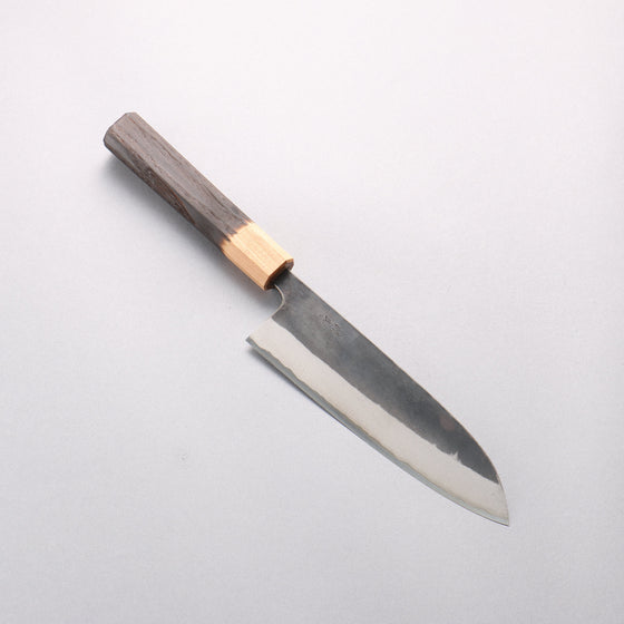 Seisuke Blue Steel No.2 Black Finished Santoku 170mm Burnt Chestnut (ferrule: Cherry Wood) Handle - Seisuke Knife