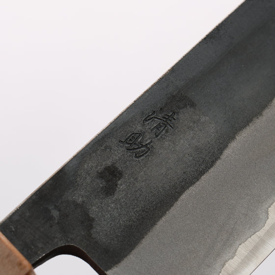 Seisuke Blue Steel No.2 Black Finished Kiritsuke Gyuto 210mm Burnt Chestnut (ferrule: Cherry Wood) Handle - Seisuke Knife