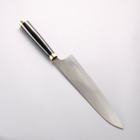 Takeshi Saji Maki-e Art Murasakishikibu VG10w Colored Damascus Gyuto 240mm Wood(Lacquered) Handle with Sheath - Seisuke Knife