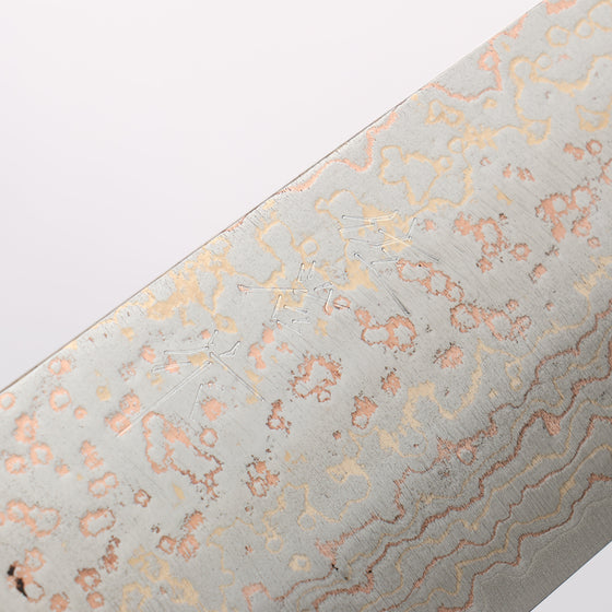 Takeshi Saji Maki-e Art Murasakishikibu VG10w Colored Damascus Gyuto 240mm Wood(Lacquered) Handle with Sheath - Seisuke Knife