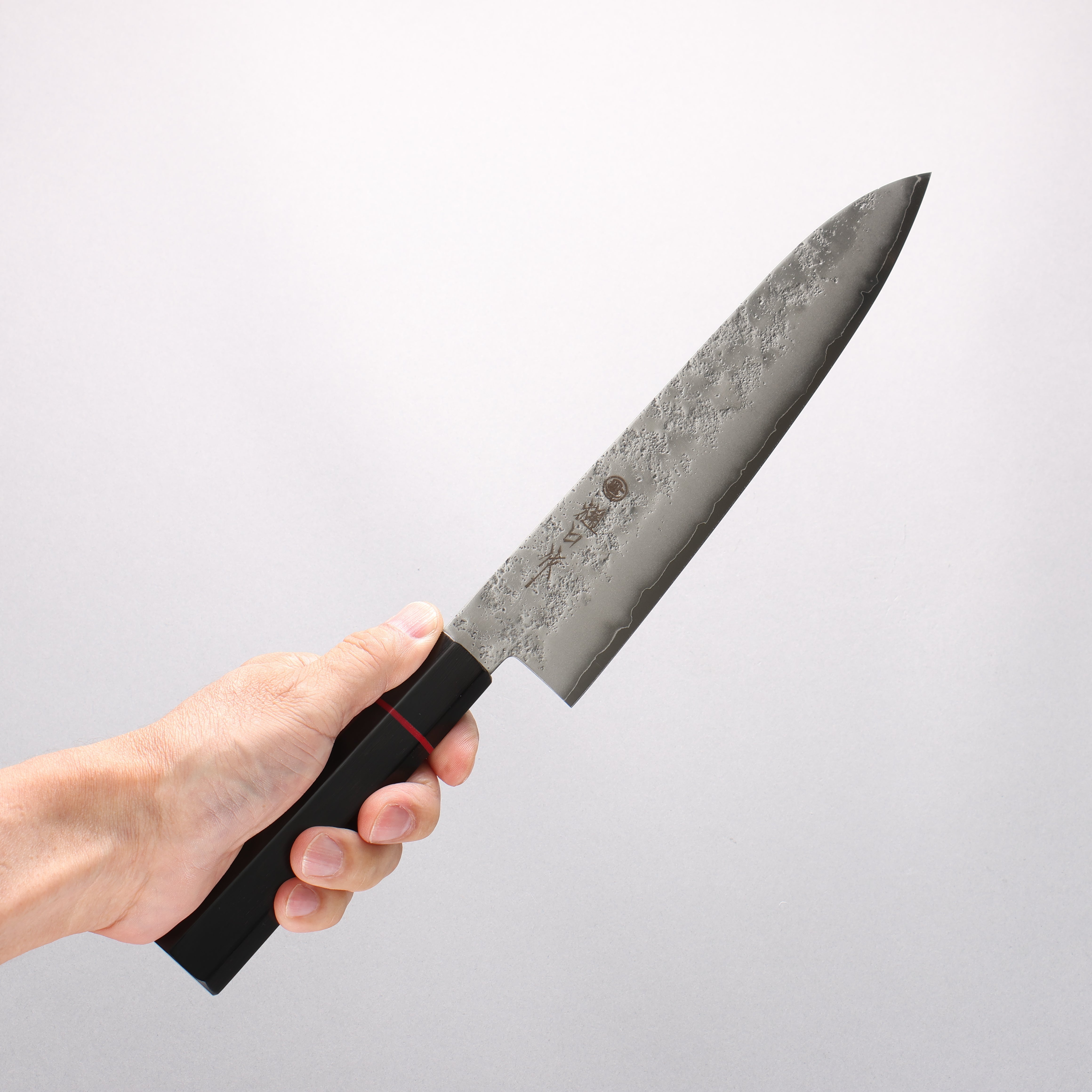 Higuchi Silver Steel No.3 Nashiji Gyuto 210mm Black Pakkawood Handle - Seisuke Knife