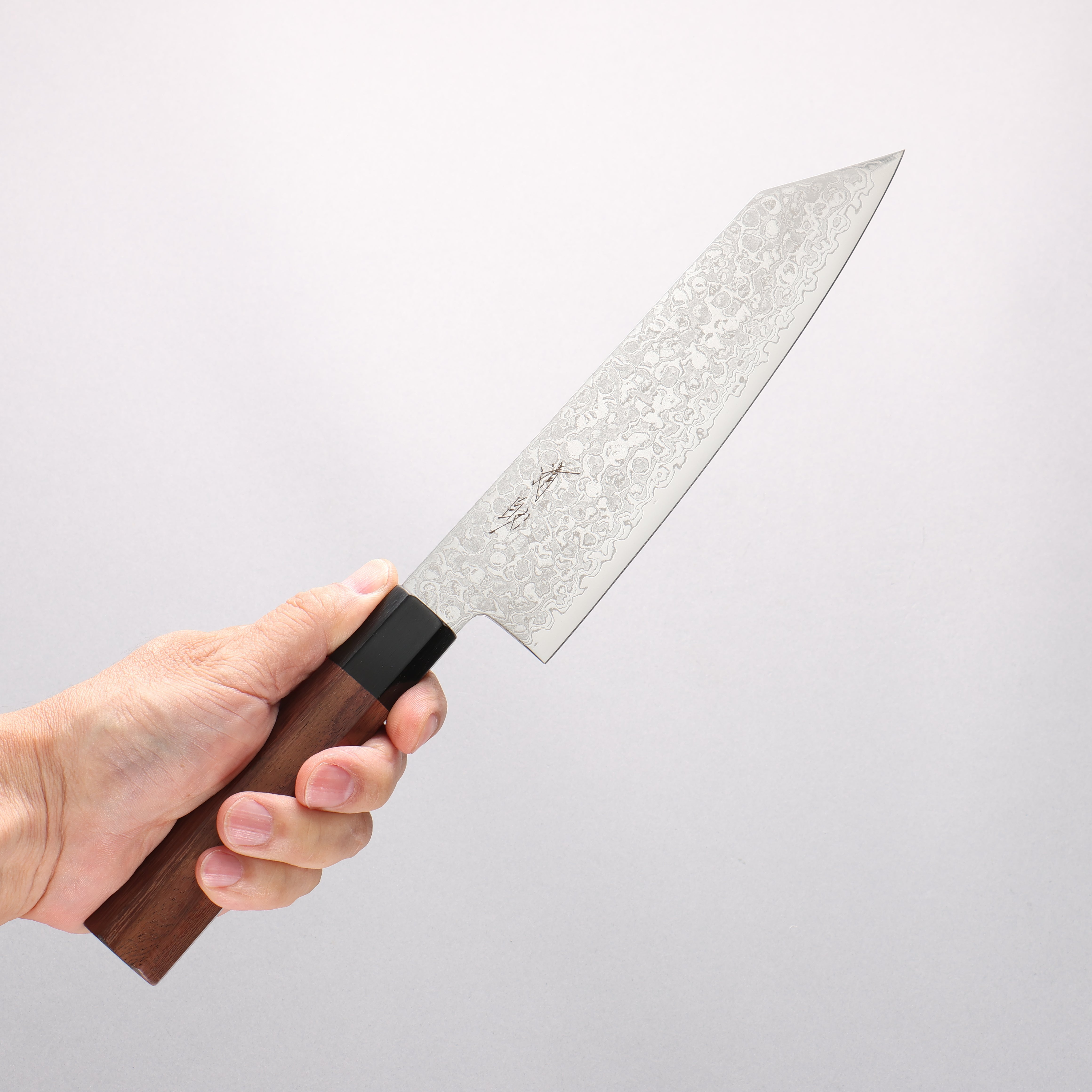 Seisuke VG10 Damascus Migaki Kiritsuke Santoku 180mm Rosewood & Black Pakkawood Handle - Seisuke Knife