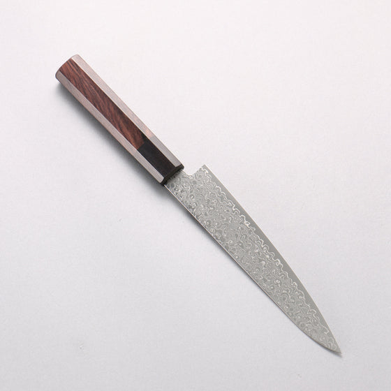 Seisuke VG10 Damascus Migaki Finished Petty-Utility 150mm Rosewood (Ferrule: Black Pakka Wood) Handle - Seisuke Knife