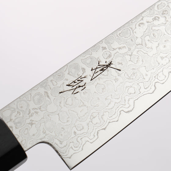 Seisuke VG10 Damascus Migaki Finished Petty-Utility 150mm Rosewood (Ferrule: Black Pakka Wood) Handle - Seisuke Knife