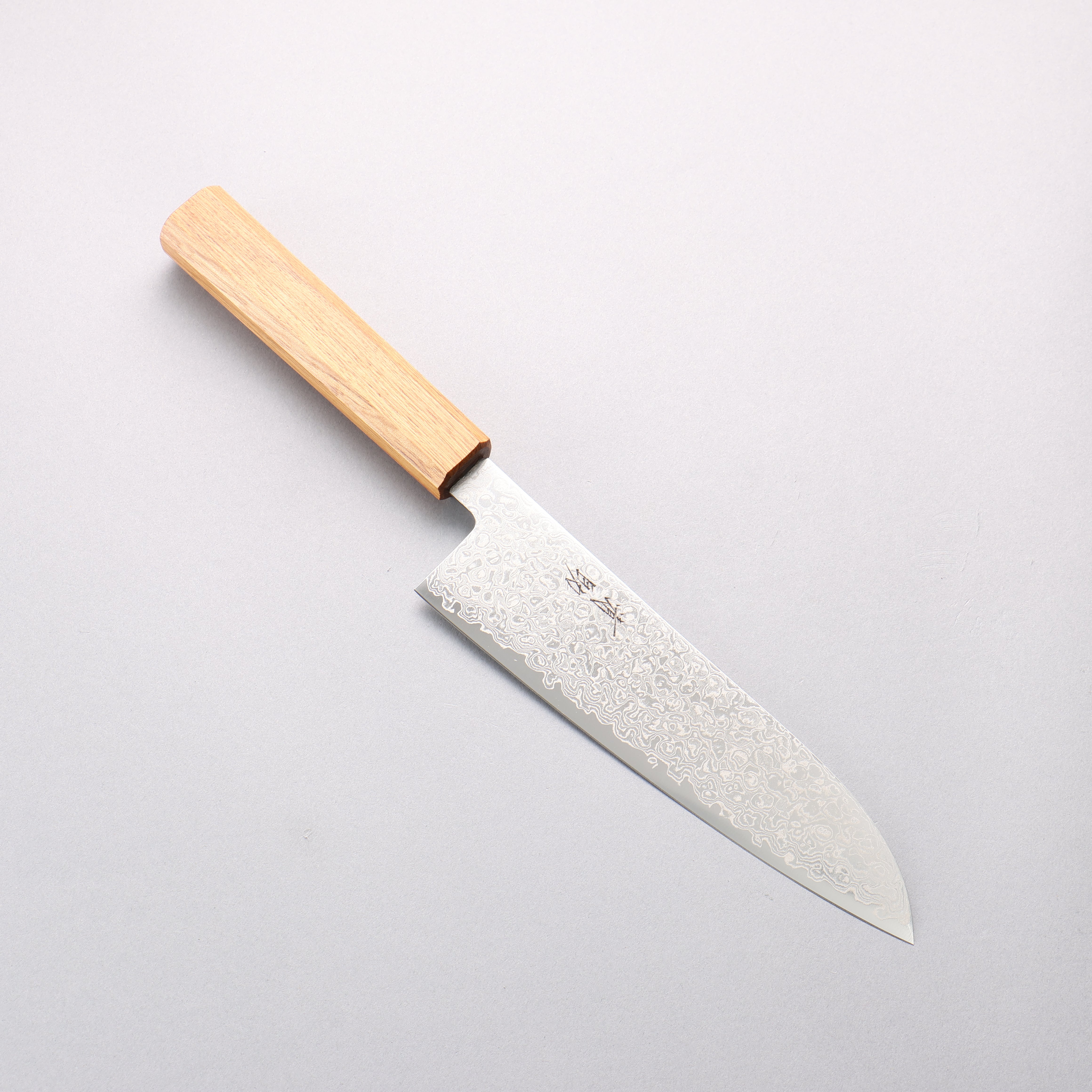 Seisuke ZA-18 Damascus Migaki Finished Santoku 180mm White Oak Handle - Seisuke Knife