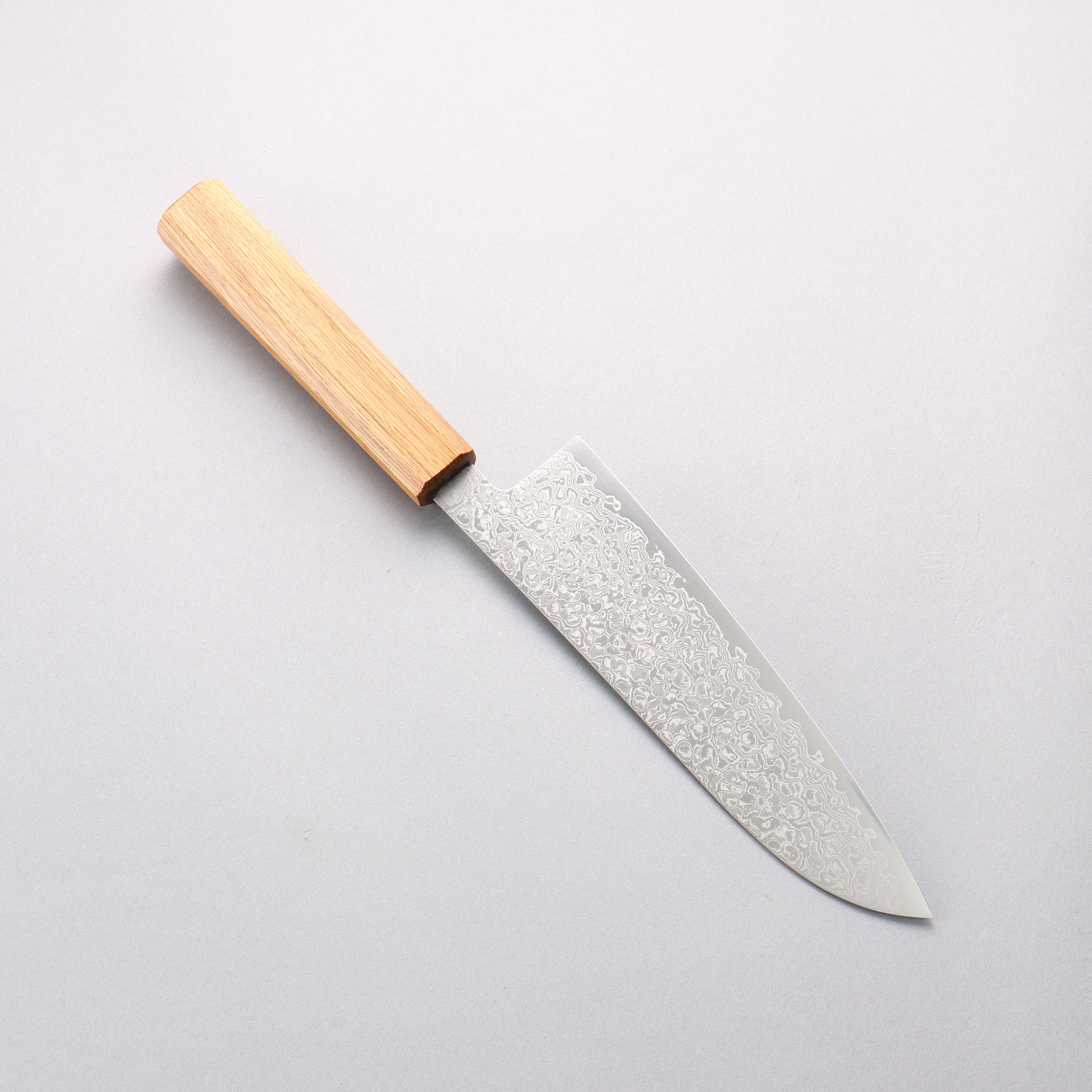 Seisuke ZA-18 Damascus Migaki Finished Santoku 180mm White Oak Handle - Seisuke Knife