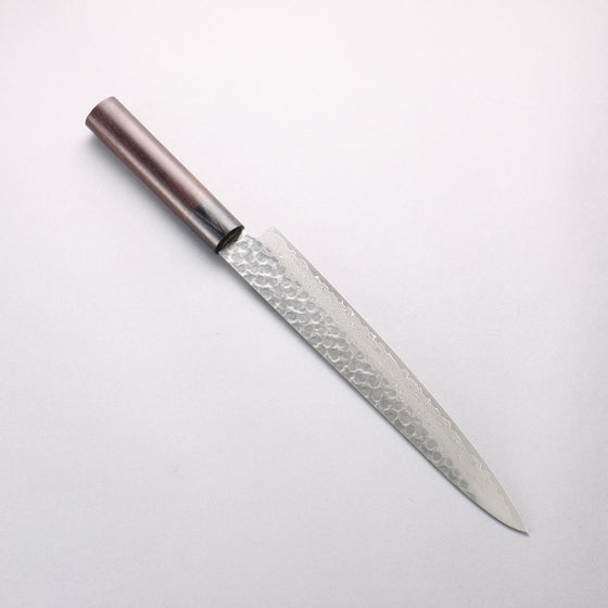Seisuke Sumi VG10 Hammered Damascus Sujihiki 240mm Rosewood (Ferrule: Black Pakka Wood) Handle - Seisuke Knife