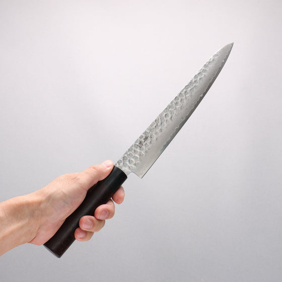 Seisuke Sumi VG10 Hammered Damascus Sujihiki 240mm Rosewood (Ferrule: Black Pakka Wood) Handle - Seisuke Knife