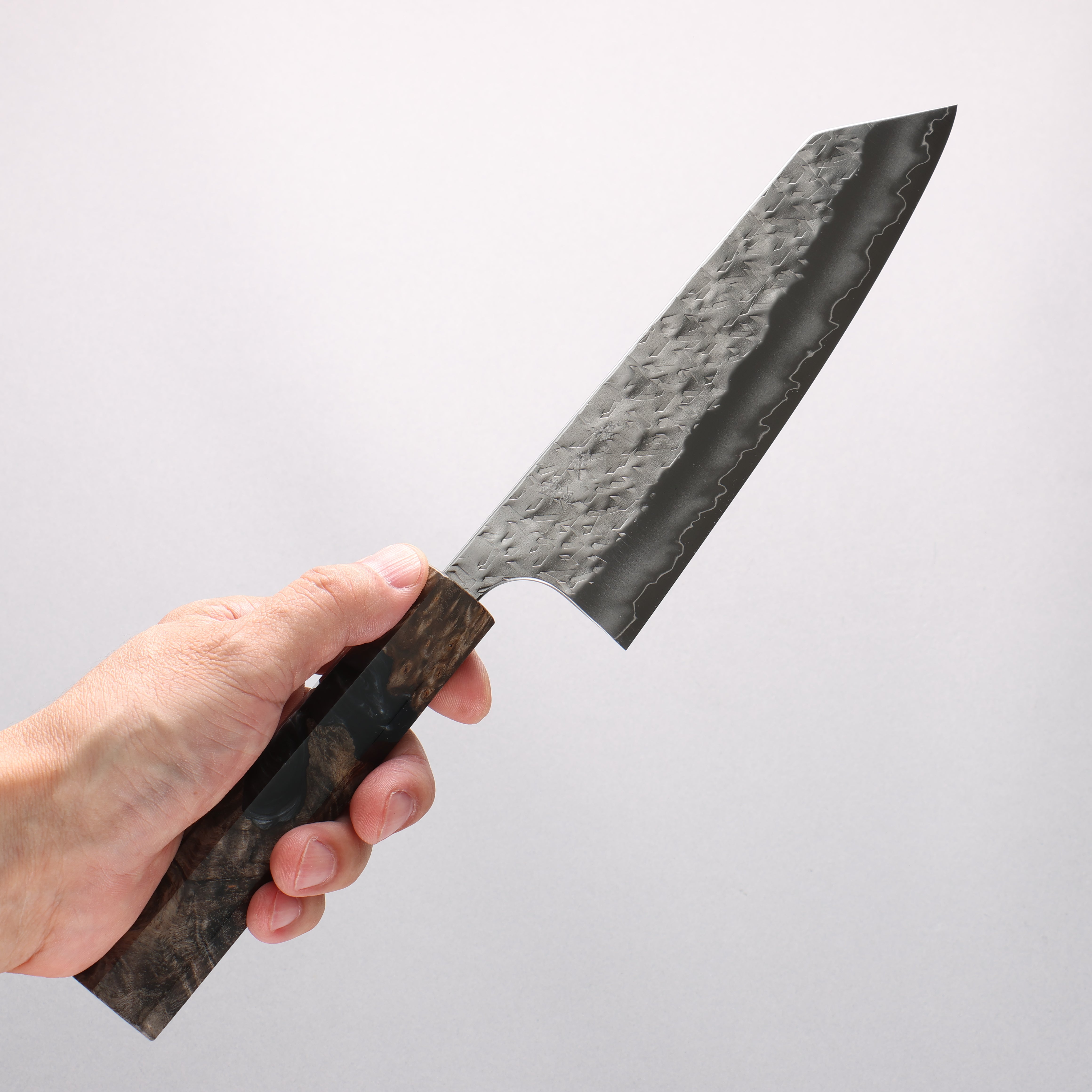 Yoshimi Kato Hyo SG2 Hammered Bunka 170mm Stabilized Birch with Black Resin Handle - Seisuke Knife