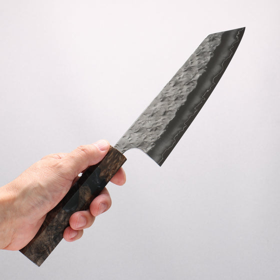 Yoshimi Kato Hyo SG2 Hammered Bunka 170mm Stabilized Birch with Black Resin Handle - Seisuke Knife
