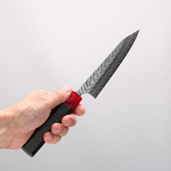 Yoshimi Kato SPG STRIX Hammered (V) Kiritsuke Petty-Utility 150mm Ebony (ferrule: Red Resin) Handle - Seisuke Knife