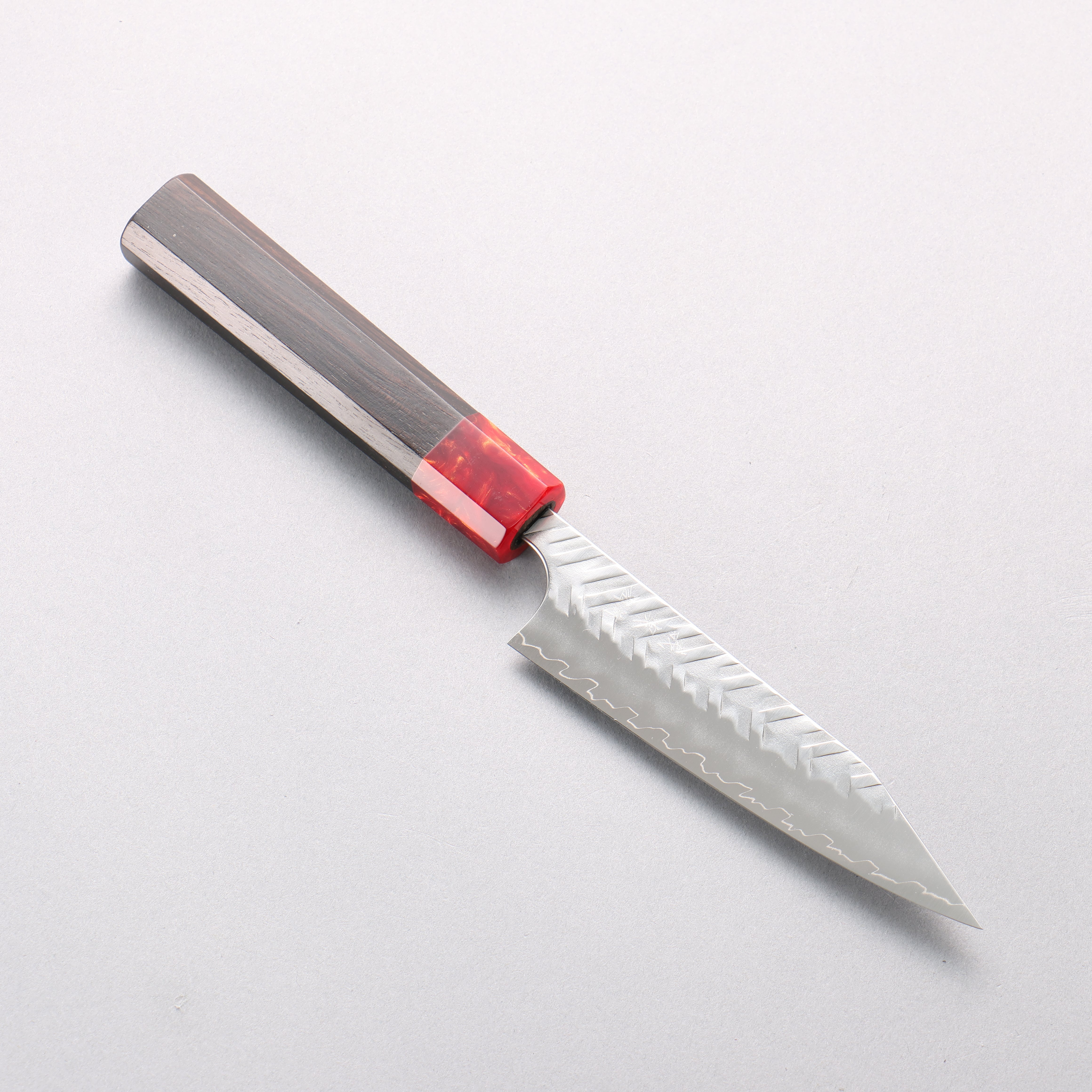 Yoshimi Kato SPG STRIX Hammered (V) Kiritsuke Petty-Utility 120mm Ebony (ferrule: Red Resin) Handle - Seisuke Knife