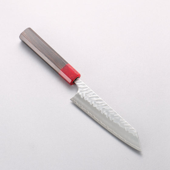 Yoshimi Kato SPG STRIX Hammered (V) Small Bunka 130mm Ebony (ferrule: Red Resin) Handle - Seisuke Knife