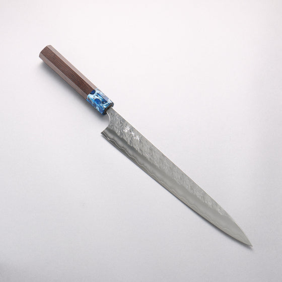Yoshimi Kato Hyo SG2 Hammered Sujihiki 270mm Ebony (ferrule: Blue Marble Resin) Handle - Seisuke Knife