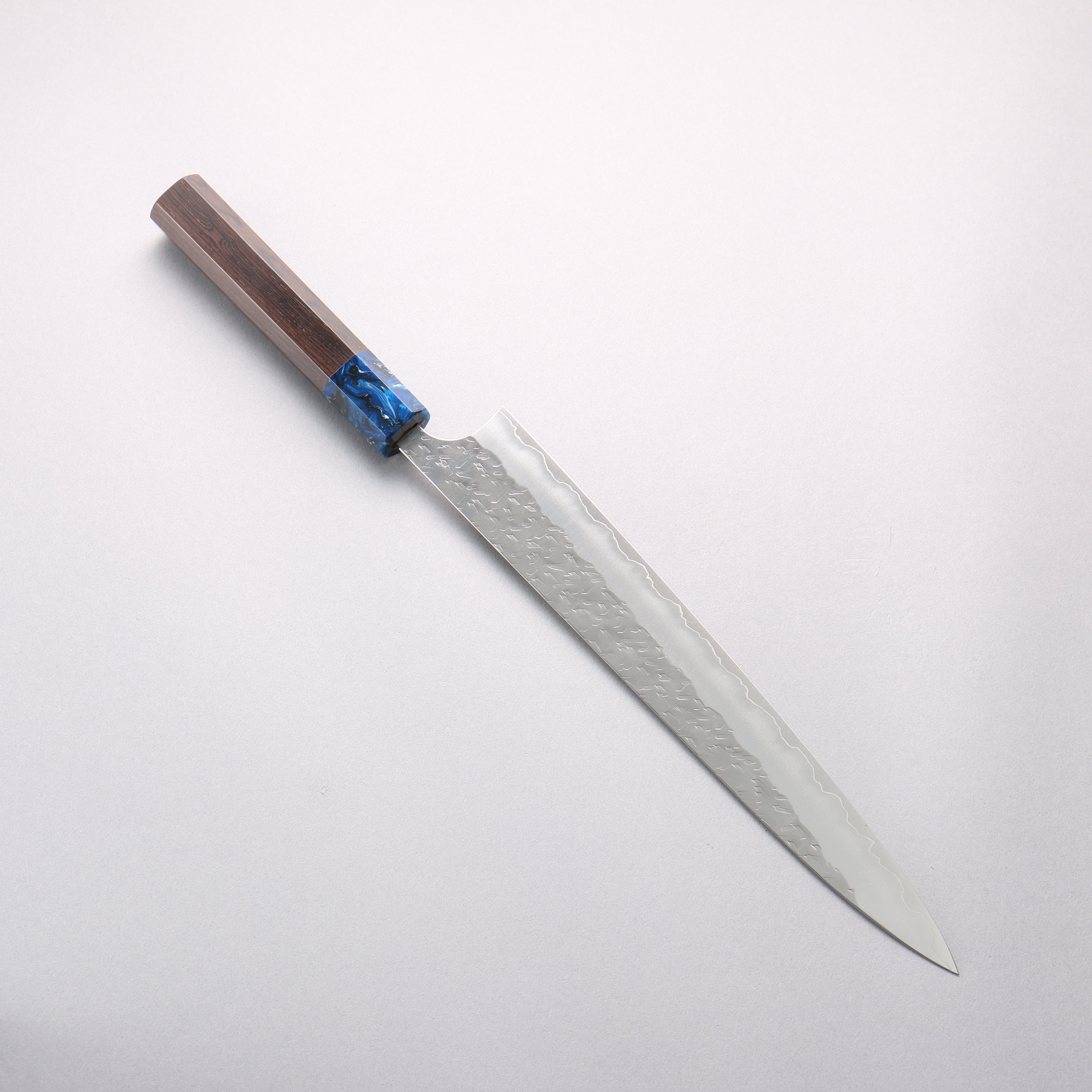 Yoshimi Kato Hyo SG2 Hammered Sujihiki 270mm Ebony (ferrule: Blue Marble Resin) Handle - Seisuke Knife