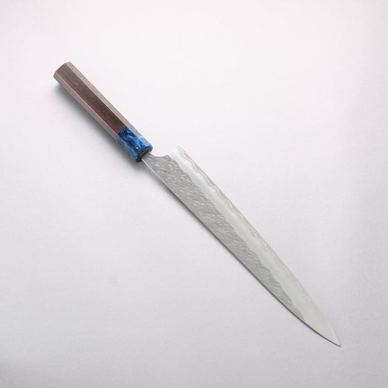 Yoshimi Kato Hyo SG2 Hammered Sujihiki 270mm Ebony (ferrule: Blue Marble Resin) Handle - Seisuke Knife