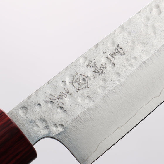 Makoto Kurosaki VG10 Hammered Petty-Utility 135mm Magnolia (Ferrule: Red Pakka Wood) Handle - Seisuke Knife