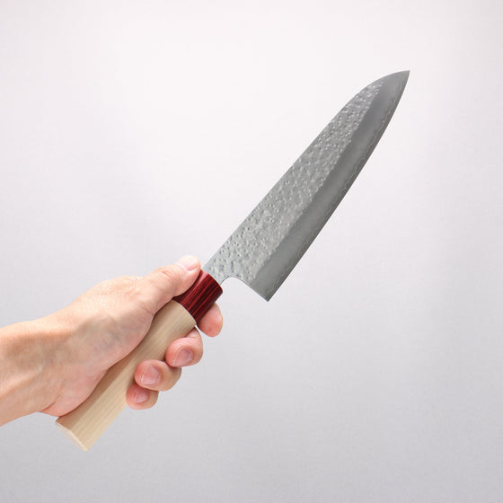 Makoto Kurosaki VG10 Hammered Gyuto 210mm Magnolia (Ferrule: Red Pakka Wood) Handle - Seisuke Knife