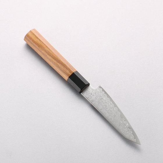 Seisuke VG10 Damascus Kiritsuke Petty-Utility 105mm Teak (ferrule: Black Plastic) Handle - Seisuke Knife