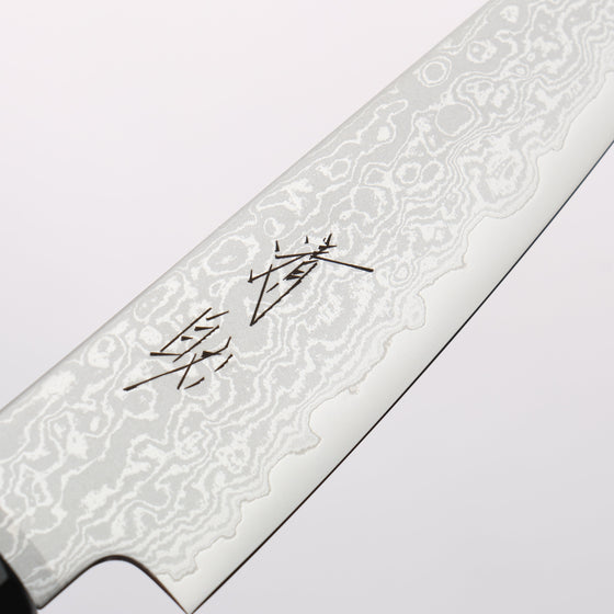 Seisuke VG10 Damascus Kiritsuke Petty-Utility 105mm Teak (ferrule: Black Plastic) Handle - Seisuke Knife