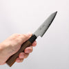 Seisuke VG10 Damascus Kiritsuke Petty-Utility 105mm Teak (ferrule: Black Plastic) Handle - Seisuke Knife - Slide 4
