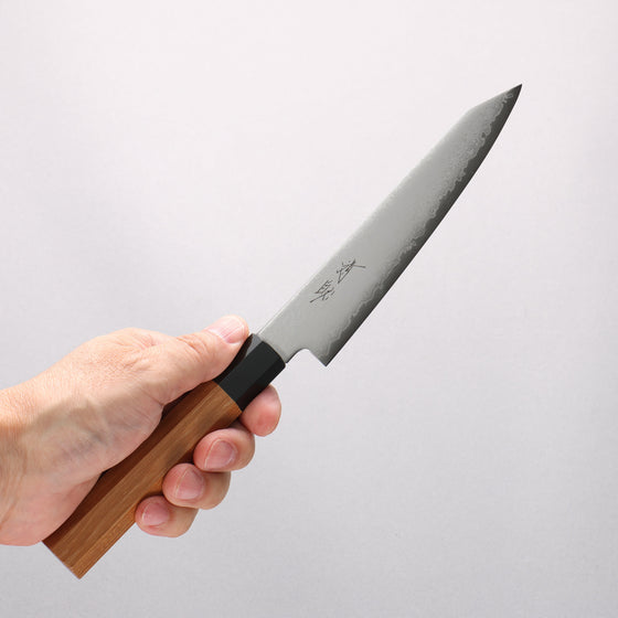 Seisuke VG10 Damascus Kiritsuke Petty-Utility 120mm Teak (ferrule: Black Plastic) Handle - Seisuke Knife
