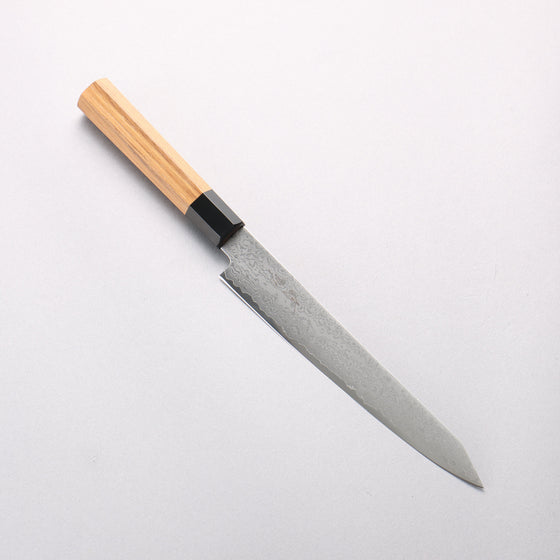 Seisuke VG10 Damascus Kiritsuke Petty-Utility 180mm Teak (ferrule: Black Plastic) Handle - Seisuke Knife