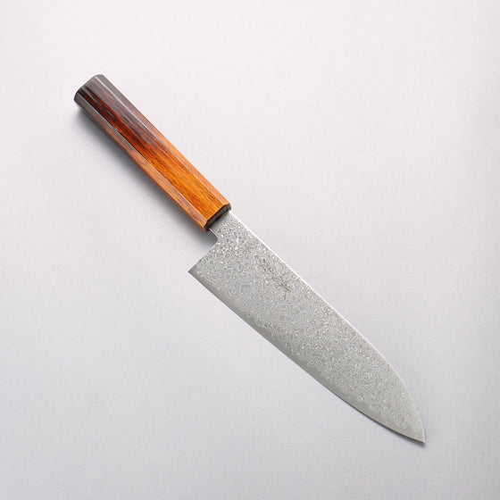 Seisuke SG2 Damascus Migaki Finished Santoku 180mm Burnt Wood Lacquered Handle - Seisuke Knife