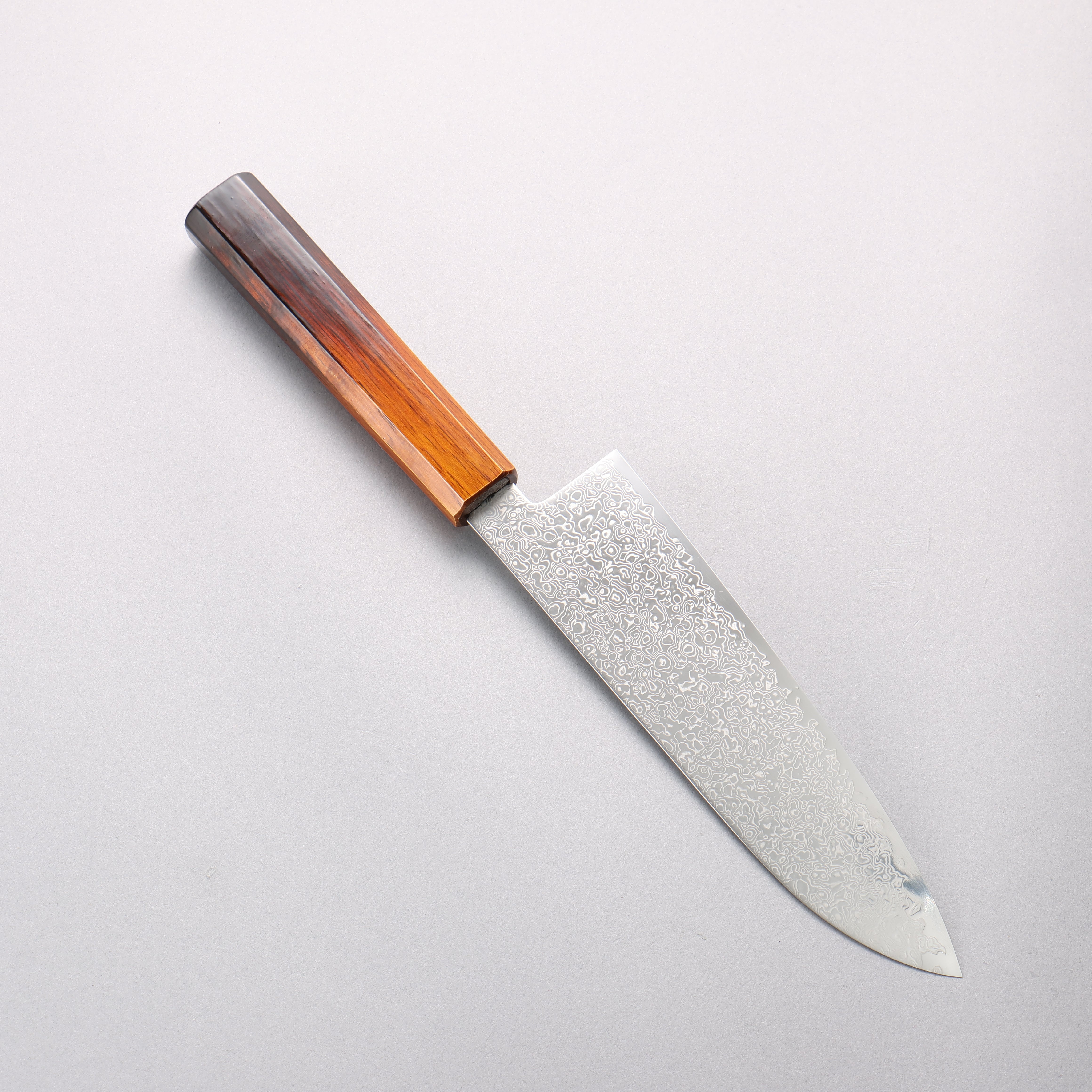 Seisuke SG2 Damascus Migaki Finished Santoku 180mm Burnt Wood Lacquered Handle - Seisuke Knife