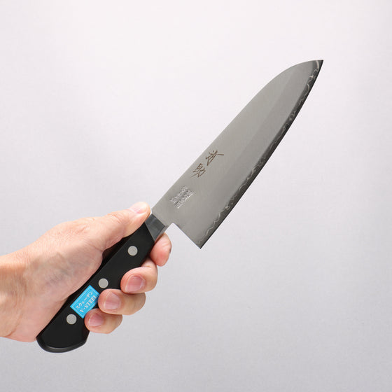Seisuke Swedish Steel (Sandvik) Santoku 180mm Black Pakka wood Handle - Seisuke Knife