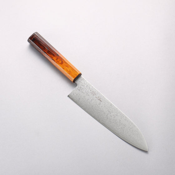 Seisuke VG10 Damascus Santoku 180mm Burnt Wood Lacquered Handle - Seisuke Knife