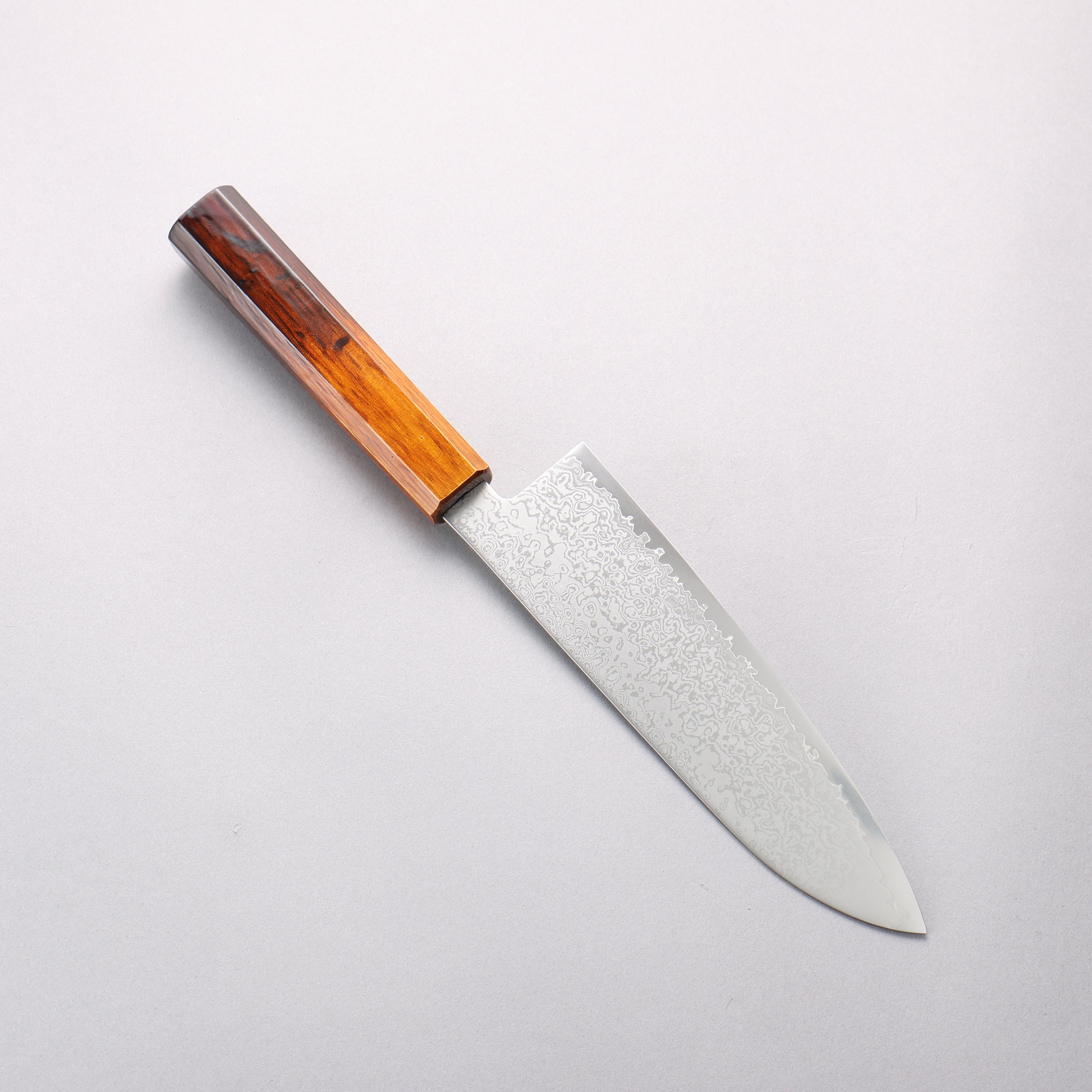 Seisuke VG10 Damascus Santoku 180mm Burnt Wood Lacquered Handle - Seisuke Knife