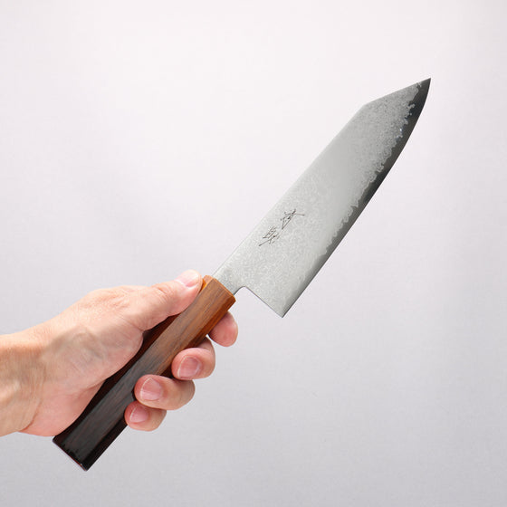 Seisuke VG10 Damascus Kiritsuke Santoku 180mm Burnt Wood Lacquered Handle - Seisuke Knife