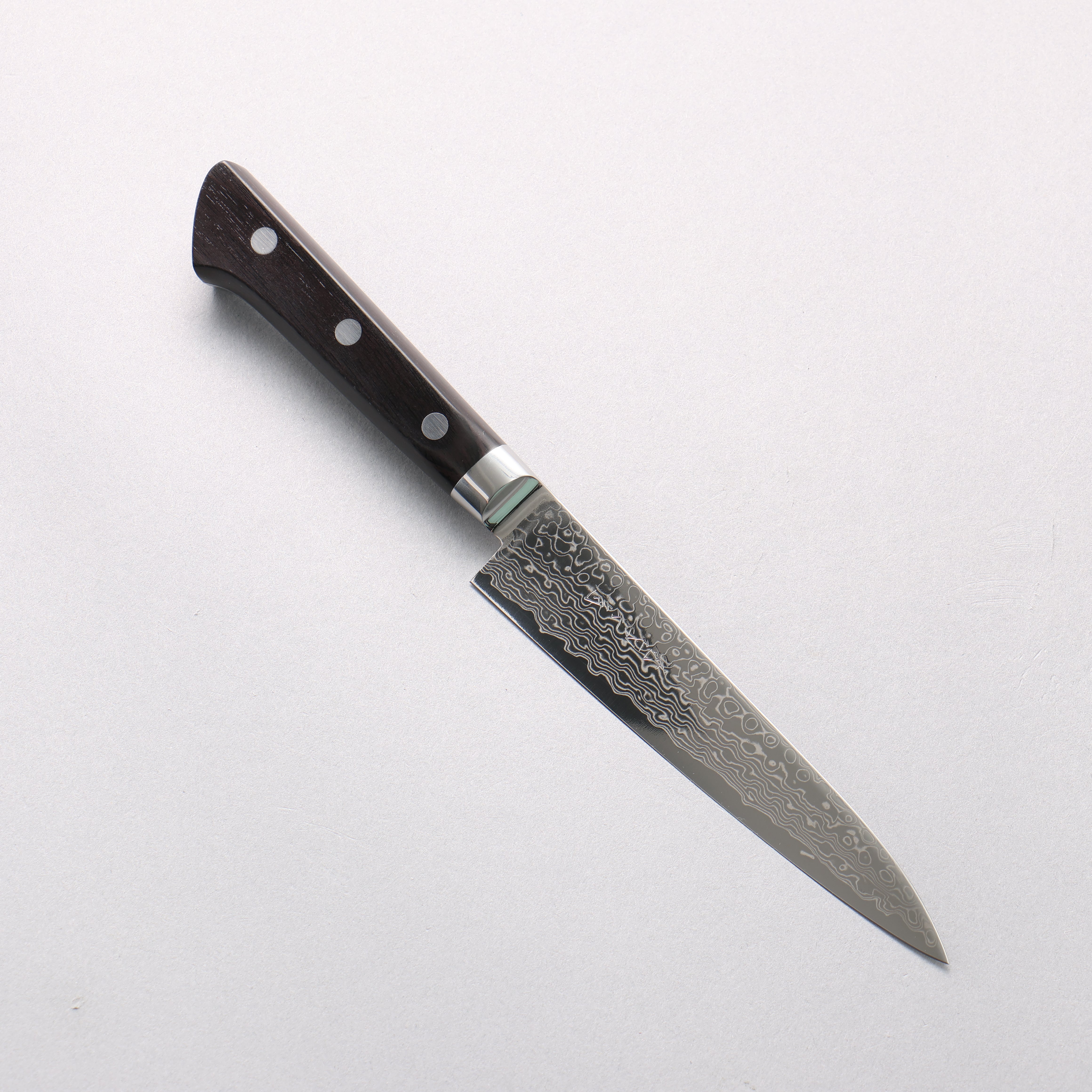 Ryusen Bonten Unryu VG10 63 Layer Damascus Petty-Utility 135mm Black Pakkawood Handle - Seisuke Knife